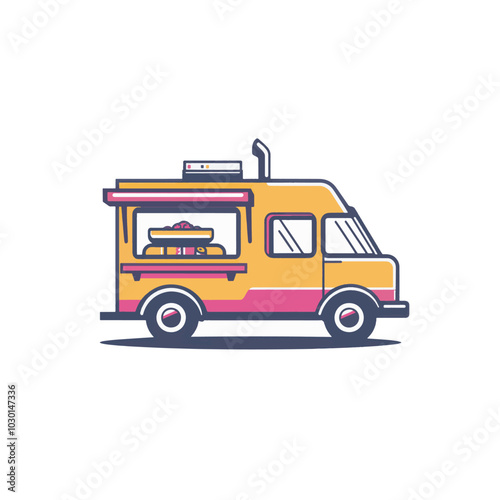 food truck logo template. selling fast food, suitable for food selling business identity