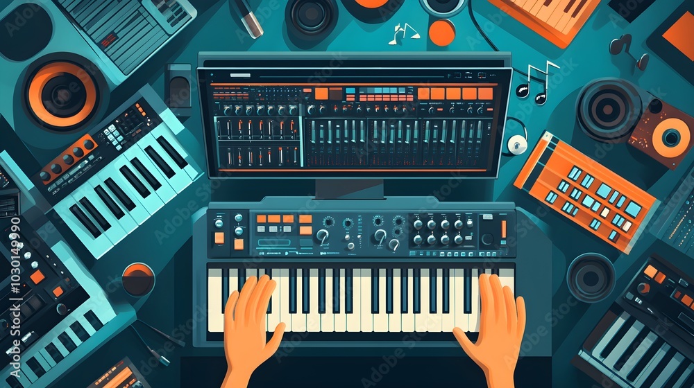 Music Studio Setup  Synth Keyboard  Audio Production  Music Equipment  Electronic Music  Synthesizer  Music Technology