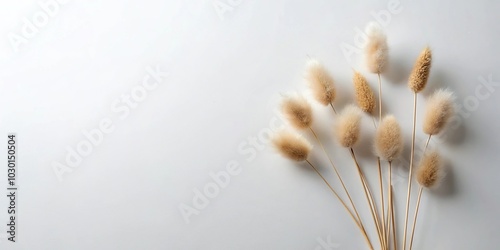 Minimalist elegant background of dried bunny tail grass with copy space