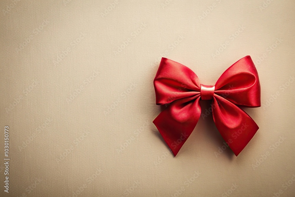 Minimalist elegant red bow on beige background with soft lighting Minimalist elegant red bow on beige background with soft lighting