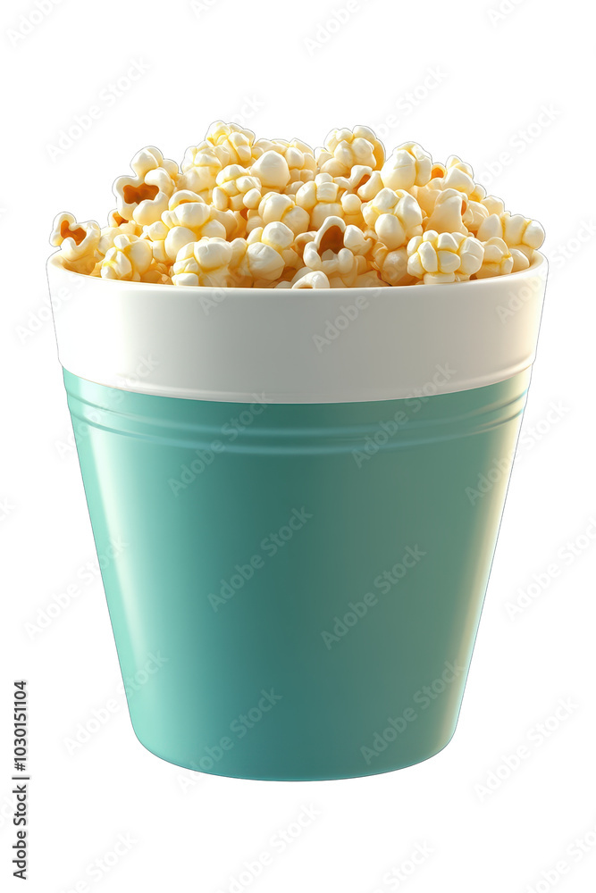 PNG bucket filled with fluffy popcorn 3d icon, cartoon style minimal on transparent, isolate on white background PNG bucket filled with fluffy popcorn 3d icon, cartoon style minimal on transparent, isolate on white background