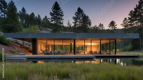 AI-Generated image of Minimalistic Futuristic Modern House in the Nature