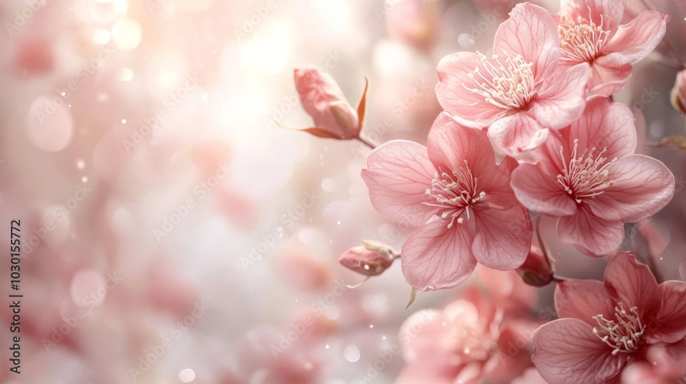 Pink Cherry Blossoms in Soft Focus Pink Cherry Blossoms in Soft Focus