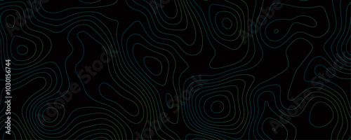 Abstract Dark Topographic Contour Line Design Featuring Organic Flowing Shapes Perfect for High-Quality Vector Backgrounds and Modern Templates 