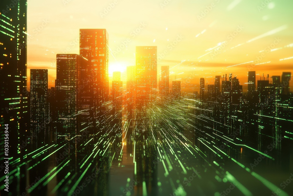 Exploring a Futuristic Cityscape at Sunset A Visual Journey Through Urban Innovation and Nature's Beauty