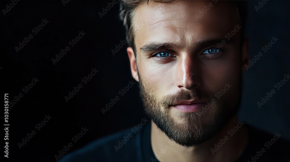 Portrait with obscured face on dark background. Portrait with obscured face on dark background.