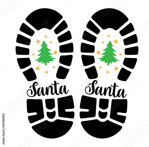 Santa's Foot prints vector illustration 