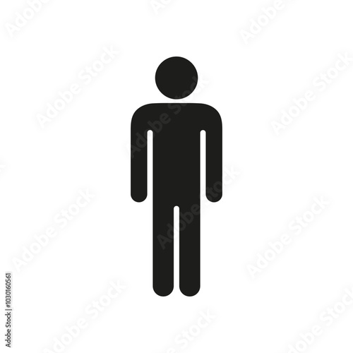 Single Human Figure Silhouette Icon. Person Solid Symbol. Isolated Vector Illustration