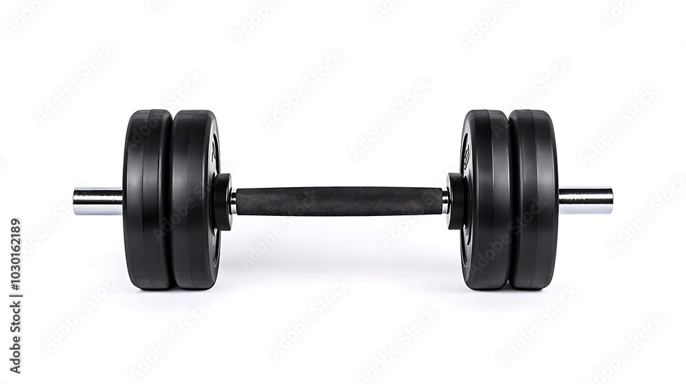 Image of a stylish black dumbbell, designed for intense weightlifting and strength training exercises. This heavy dumbbell is perfect for those looking to build muscle and increase overall strength
