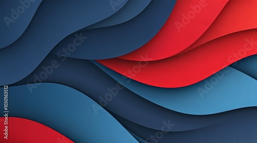 A modern business banner design with a smooth blend of red and blue colors. photo