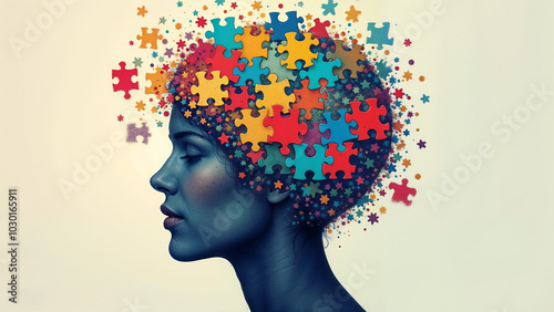 Human head from puzzles, for World Mental Health Day