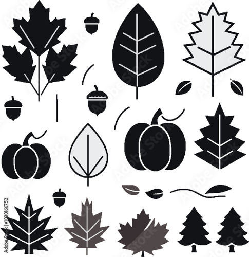 Autumn Season Icons Set Vector illustration logo concept design