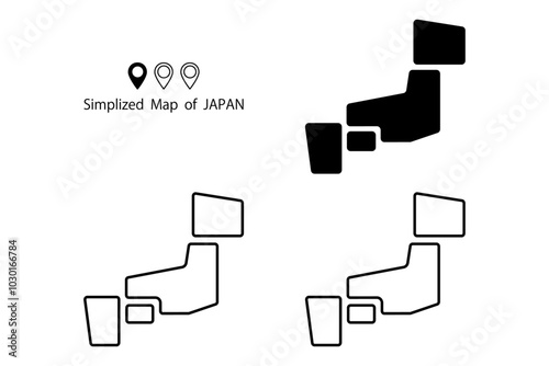 簡略化された日本地図のイラスト