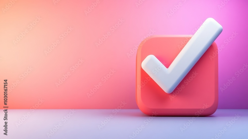 Charming checkmark symbol in soft colors.
