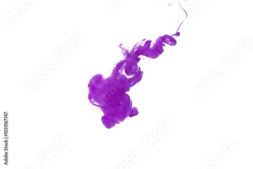 Purple color dye melt on white background,Abstract smoke pattern,Colored liquid dye,Splash paint