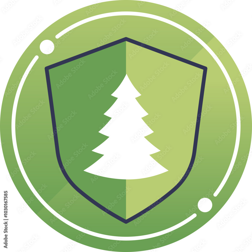 Obraz premium Green shield with tree symbolizing environmental protection.