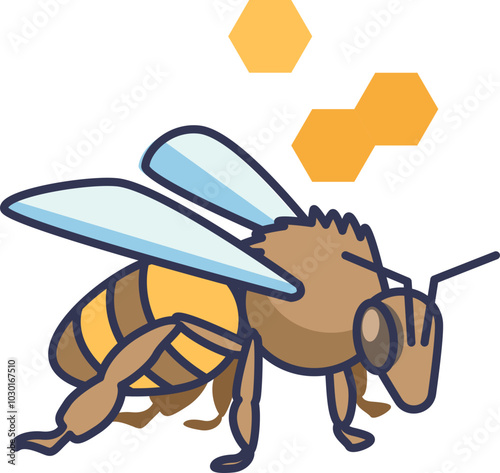 Illustration of a honeybee, symbolizing pollination and nature's ecosystem.
