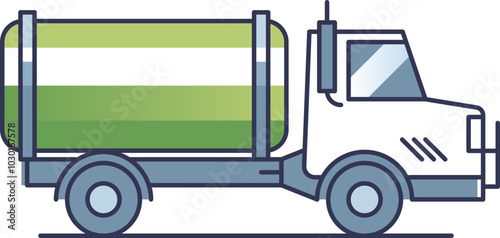 Illustration of a tank truck with a green tank, symbolizing transportation and logistics.