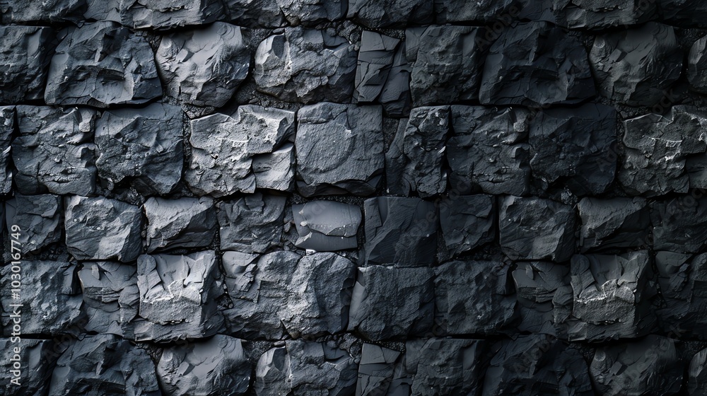 A black stone wall with a rough texture.