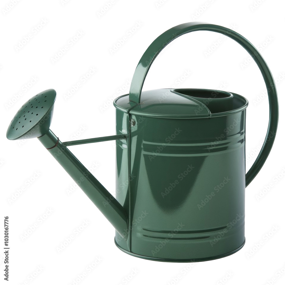 Green watering can isolated on a transparent background