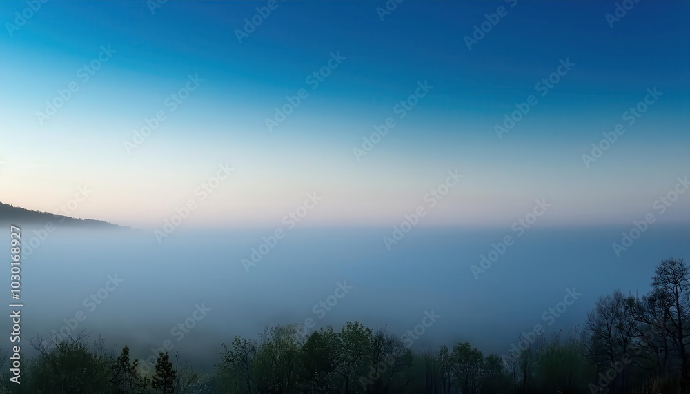 Frosty Winter Dawn Over a Misty Valley. Ethereal Landscape of Frost Covered Fields and Bare Trees Shrouded in Morning Fog, Capturing Tranquility and the Subtle Blue Hues of a Crisp, Quiet Sunrise Frosty Winter Dawn Over a Misty Valley. Ethereal Landscape of Frost Covered Fields and Bare Trees Shrouded in Morning Fog, Capturing Tranquility and the Subtle Blue Hues of a Crisp, Quiet Sunrise