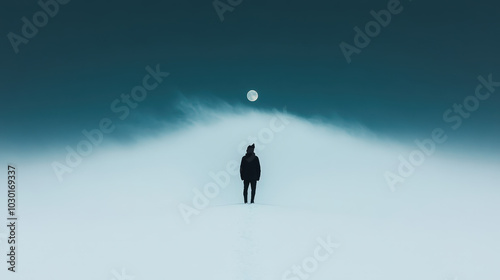 Atmospheric Scene of a Lone Howling Wolf