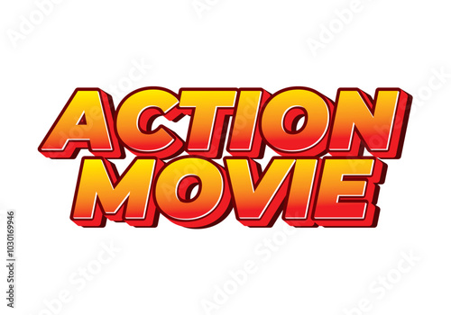 Action movie. Text effect in 3D look with modern colors