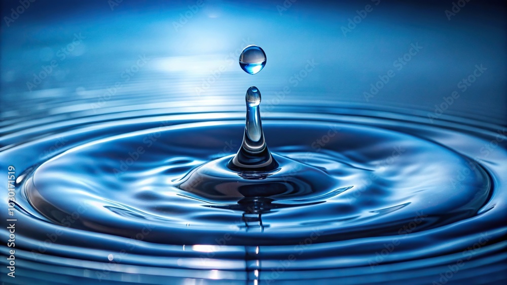 Minimalist silhouette of a water droplet falling onto water surface Minimalist silhouette of a water droplet falling onto water surface