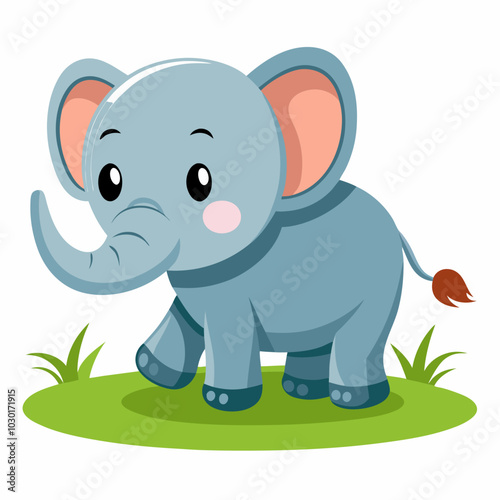 Adorable Cartoon Baby Elephant Illustration for Kids. Explore this delightful cartoon vector icon featuring a cute elephant walking