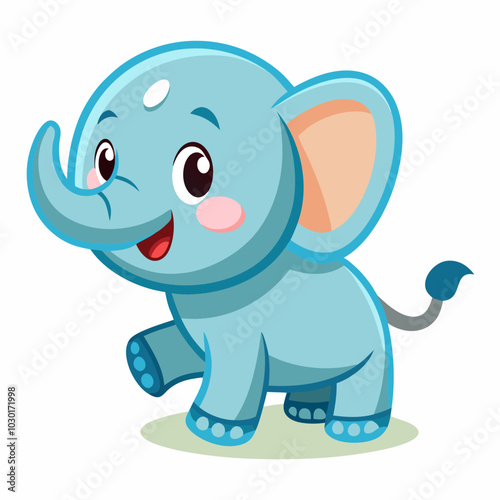 Adorable Cartoon Baby Elephant Illustration for Kids. Explore this delightful cartoon vector icon featuring a cute elephant walking