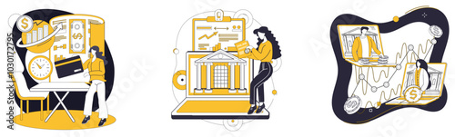 Investment vector illustration. Success is harvest reaped from fields strategic investment and financial management Navigate economic landscape with compass strategic investment as your guide