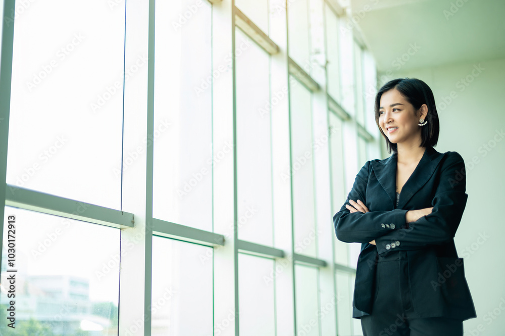 Smiles and happiness at work, successful business, corporate communication, business growth goals Smiles and happiness at work, successful business, corporate communication, business growth goals