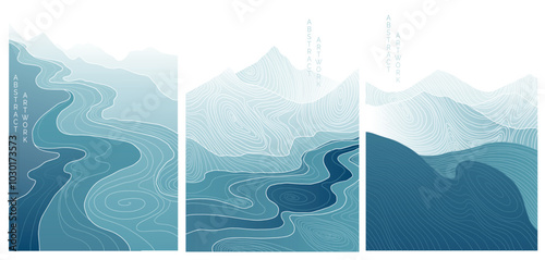 abstract japanese landscape on light background with gradient	