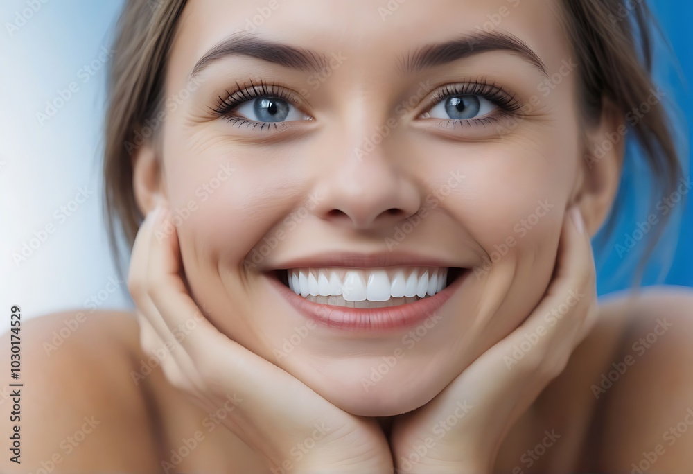 Radiant smiles the power of joy and happiness captured in a beautiful portrait of a young woman's expressive face Radiant smiles the power of joy and happiness captured in a beautiful portrait of a young woman's expressive face