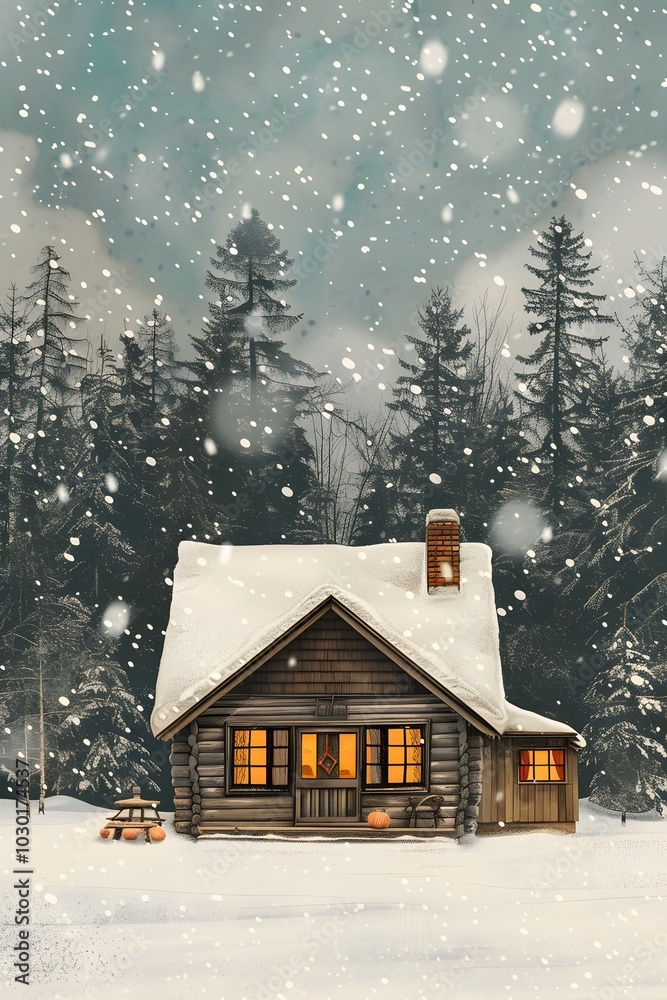 Magical Night in the Forest: Cozy House Amidst Snow and Frosty Spruce Trees for 2025 Magical Night in the Forest: Cozy House Amidst Snow and Frosty Spruce Trees for 2025