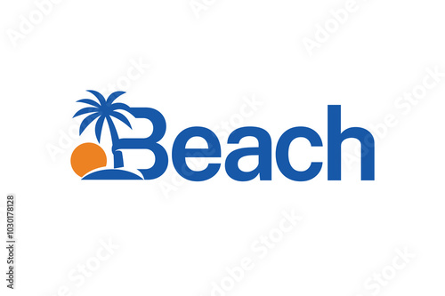 Letter B beach, island logo design vector