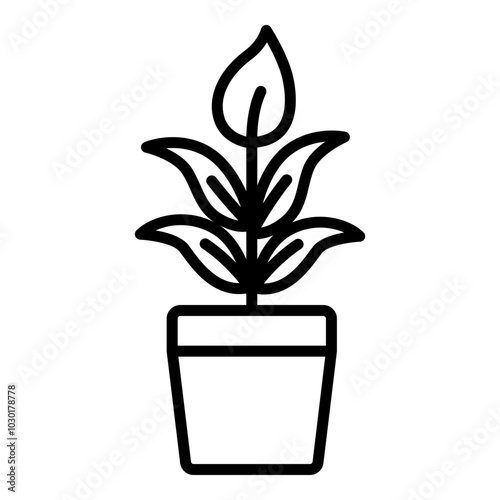 Peace lily icon. Vector line icon