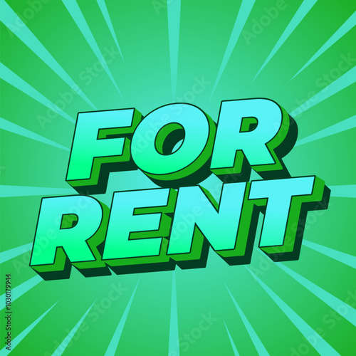 For rent. Text effect for social media or online media. Square size