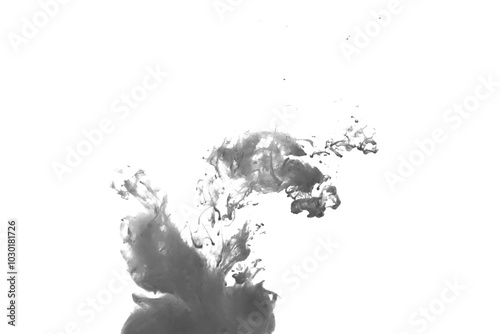 Black color-ink dye melt on white background,Abstract smoke pattern,Colored liquid dye,Splash paint