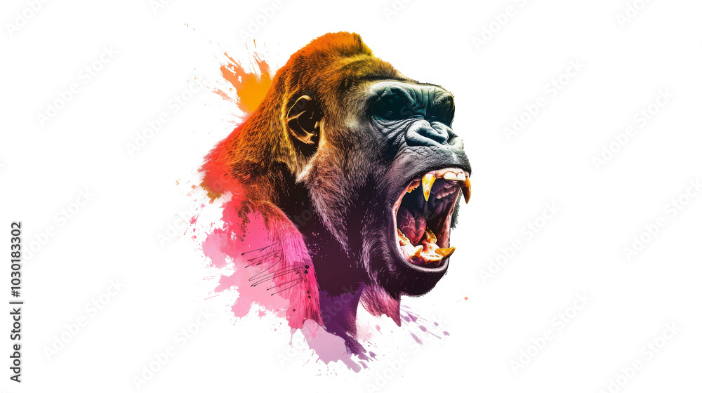 Obraz premium colorful gorilla isolated on white