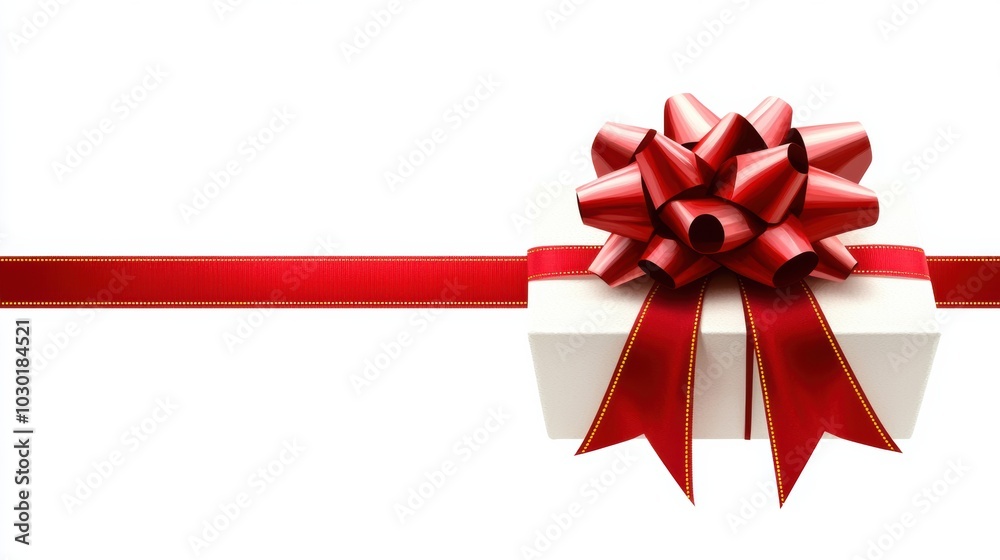 Elegant Gift Box with Red Ribbon and Bow Elegant Gift Box with Red Ribbon and Bow