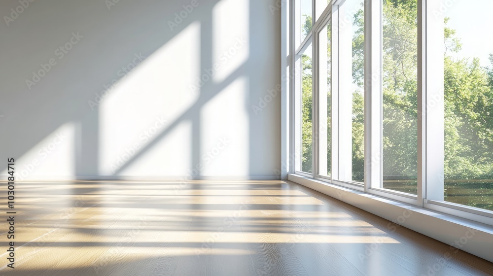Fototapeta premium Modern window profiles showcased on an indoor sill, ideal for illustrating installation services, featuring sleek designs and ample space for informative text.