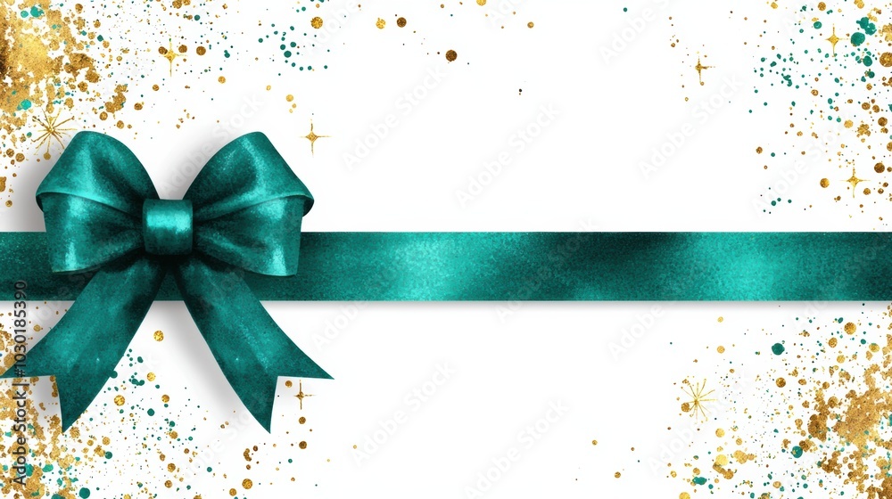 Elegant Gift Wrap with Bow and Sparkles Background