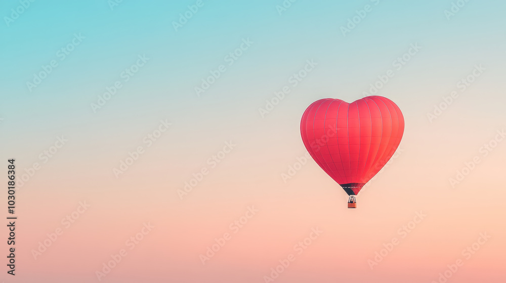 Fototapeta premium Heart-Shaped Balloon Floating in the Sky