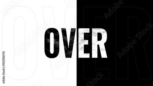 Game over text animation.text reveal with masks.seamless loop.Minimal.Black and white background