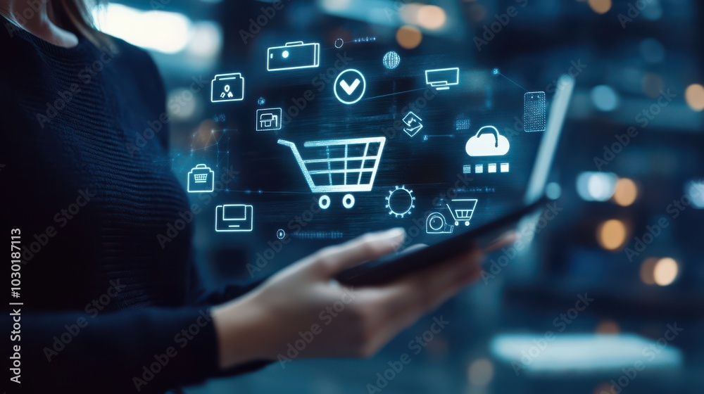 Fototapeta premium E-commerce Customer Checking Order Status for Online Shopping Experience