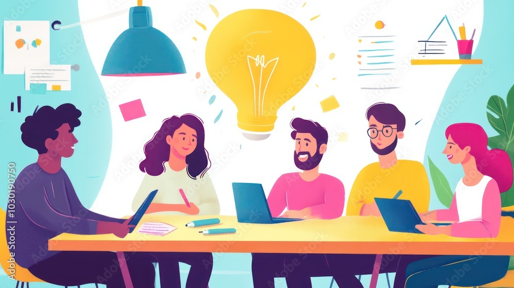 Entrepreneurs brainstorming innovative ideas in a creative co-working space