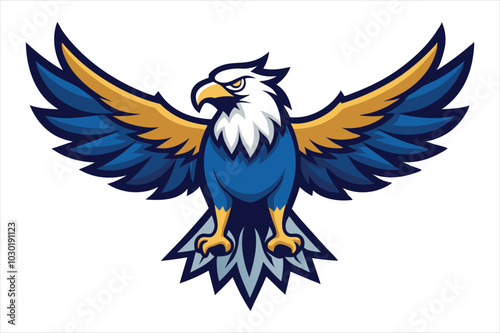 Stunning Eagle Mascot with Wings Spread  Vector Design