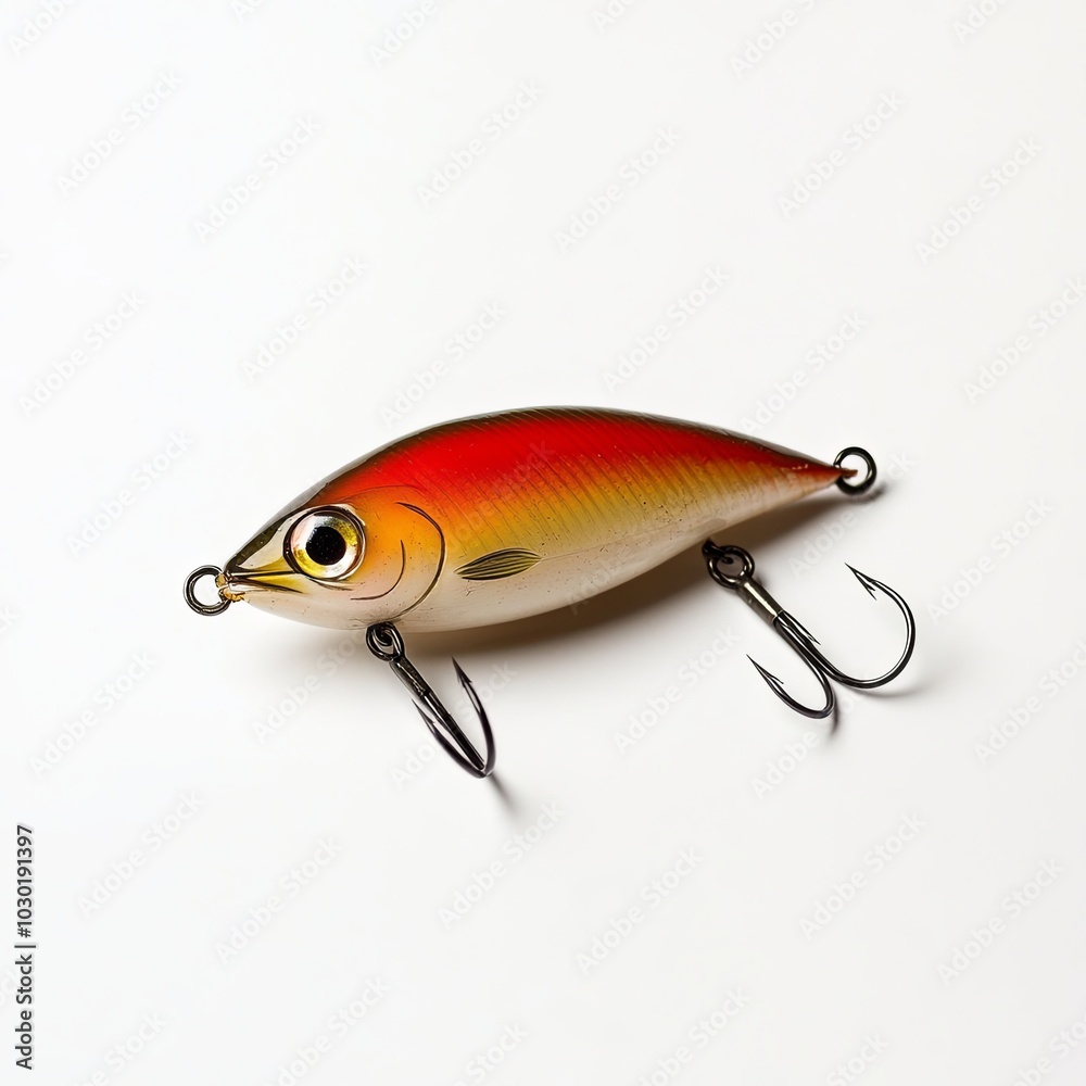 Vobler isolated on a white background. Fishing lure for fishing. Plastic fish with hooks. Spinning bait. Vobler isolated on a white background. Fishing lure for fishing. Plastic fish with hooks. Spinning bait.