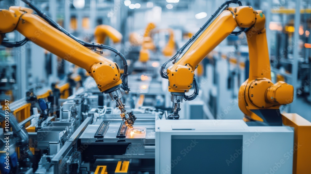 Automated Machines Working on an Assembly Line for Efficient Production Automated Machines Working on an Assembly Line for Efficient Production